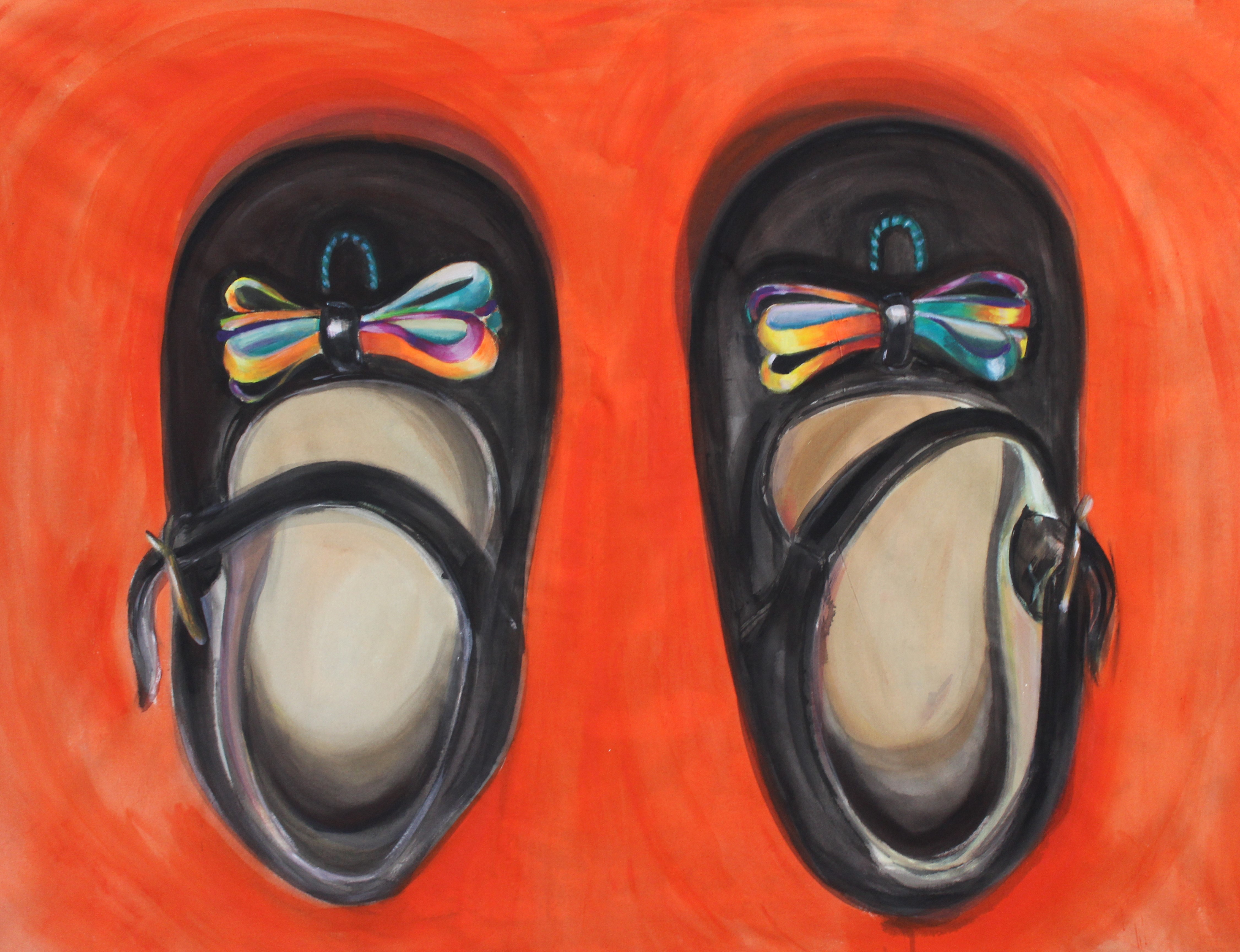 My First Leather Shoes, acrylic on canvas